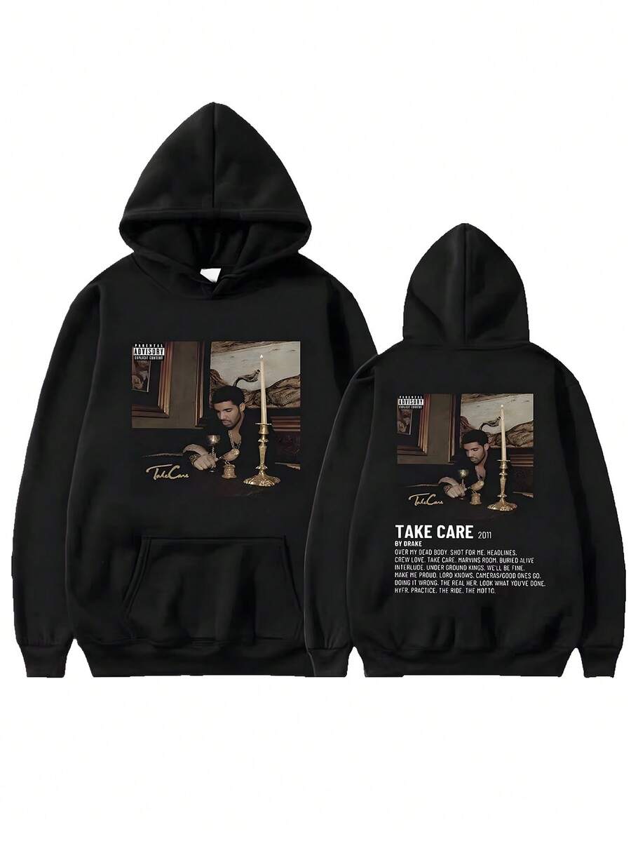 Rap Singer Drake Album 'Take Care' Graphic Hoodie Hoodie Hoodie Men's Hoodie Casual Hoodie Halloween Discount Men's Graphic Off Shoulder Hoodie Going Out Black Graphic Long Sleeved Hoodie, Gift For Friends, Husband, Boyfriend 1pcs 250gDrake - Hate Sleeping Alone HQ - 黑色 - 查看 1