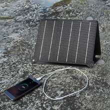 Cargador de panel solar portátil de 21 W, kit de panel solar plegable con salida DC/USB C/USB A para banco de energía, estación de teléfono, tableta, panel solar impermeable de alta eficiencia - Negro - Ver 4