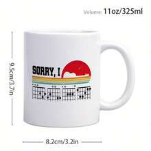 1 Funny Musician Mug - "Sorry I Can't Stop Playing Guitar" With Chord Progression Pattern - White Appearance, Black Inner Liner - Ideal Gift For Guitarists And Music Enthusiasts - Fun Coffee Mug For Home, Office, Recording Studio, Music Theme Design - 白色手柄杯 - 查看 7