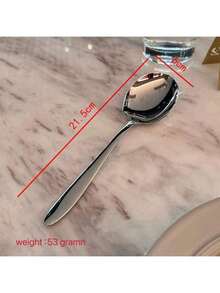 Stainless Steel Dessert Spoon Suitable For Cke Ice Cream 1 Large Spoon Long Handle Service Spoon Cutlery Set Suitable For Dessert Tea Appetizers Silverware Set Suitable For Home Kitchen Dining Room - 銀色 - 查看 9