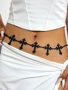 Gothic Style 1pc Fashionable Punk Star Cross Butterfly Chain Belt, Suitable For Women To Wear At Halloween Parties - Waist Chain - View 6