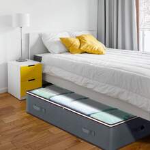 8 Pack 90L Under Bed Storage Containers, Large Capacity Underbed Storage Bags Organizer, Thick Fabric Storage Bins With Clear Window And Reinforced Handles For Blanket Comforter Bedding Clothes - Xám - Xem 2