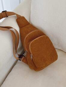 1 Stück Cord Hüfttasche, modisch und vielseitig mit doppellagiger Reißverschlusstasche, verstellbarer Schultergurt, geeignet für Teenager-Mädchen, weibliche Studenten, Erstsemester und Büroarbeiter, sehr geeignet für Büro, Uni, Arbeit, Geschäft, Pendeln, Outdoor, Reisen, Ausflüge, Einschulung College-Stil Hüfttasche