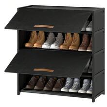 5-Tier Shoe Cabinet With Door, Steel Pipe & Plastic Shoe Rack, Foldable & Detachable, Convenient For Moving, Suitable For Entryway, Hallway, Bedroom, Black - Multicolor - View 1