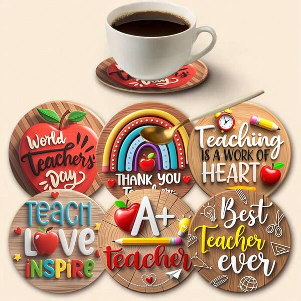 6 porta-copos redondos de madeira, feitos de madeira sintética, são ideais para presentes de Natal. Este conjunto de acessórios de cozinha é perfeito para decoração de casa e utensílios de mesa festivos, além de ser adequado para mesas de centro, apartamentos e bares, onde são colocadas xícaras e canecas de cerveja. Também pode ser usado como arte decorativa de parede.