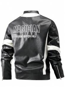 TAI TONG MIAO Men's Letter Print Long Sleeve Casual Fashion Jacket