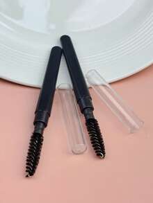 2pcs Portable Spiral Eyebrow Brush, Eyelash Comb, Lip Liner, Fine Eyeliner Brush, Lip Brush, Mini Brushes With Dust Cover,Eyebrow Brush,Eyeshadow Brush,Spoolie,Spoolie Brush - Black - View 6