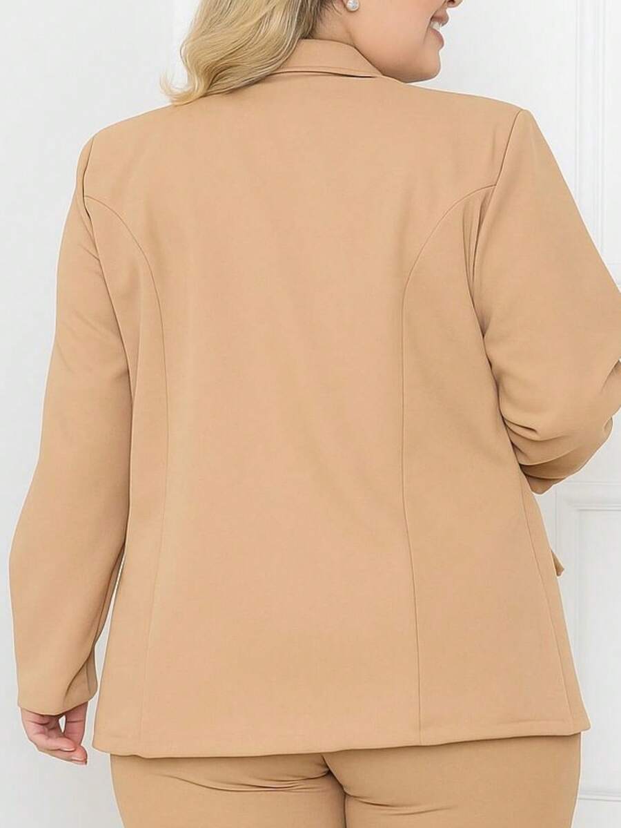 Women's Plus Size Tailored Blazer With Button Jackets 2025 FL-219 - 米色 - 查看 1