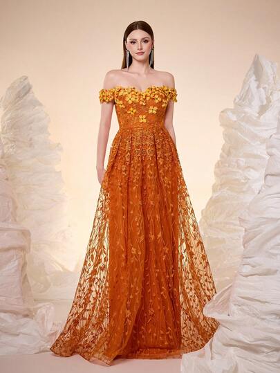 Mgiacy-Pop,New Arrival,Round Neck,Embroidery,Elegant,Ball Dress,Pearls Beaded,Belt, Tie Front Top,FOR,Prom Wedding,Party Dress,Wedding Guest Dress, Evening Dress(Non-Positioning)