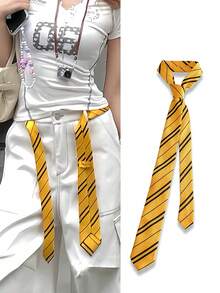 1 件女士时尚街头风格条纹休闲腰带（6 厘米），英国学院风条纹针织领带，派对服装配饰，衬衫装饰，创意空间桌面装饰，生日惊喜，圣诞节，万圣节礼物，适合送给家人和朋友