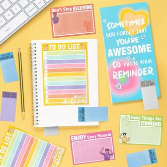 女性励志便签套装，多种不同尺寸的“做自己生活的主人”风格便签，满足分类需求，自粘设计，使用方便，为学习和工作增添正能量