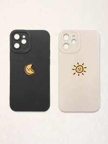 Couple Phone Cases - Sun & Moon Design, Black & White Phone Cases Compatible With IPhone & Galaxy Smartphones, Phone Cases, Case Compatible With IPhone 17 Pro Max, Covers, Cute Phone Cases, Compatible With IPhone 13, 15, 16 Pro Max, 16 - Multicolor - View 12