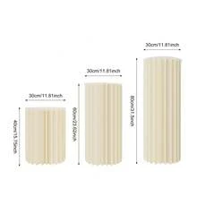 Cylinder Pedestal Stands For Party Table Cake Pedestal Stand For Parties Columns And Pillars Display For Parties Wedding Birthday Baby Shower Christmas Decorations Foldable Cardboard - Màu trắng sữa - Xem 3