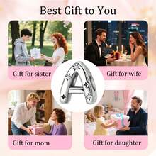 Easvnya S925 Silver-Plated A-Z 26-Letter Silver Star Beaded Daily Versatile Pendant, Commuting Small Pendant Suitable For Original Bracelets And Necklaces, Simple And Fashionable Pendant DIY Jewelry Making, Buy Your Favorite Letters To Form Your Own Birthday Or Name, Women's Birthday, Holiday Party Gifts