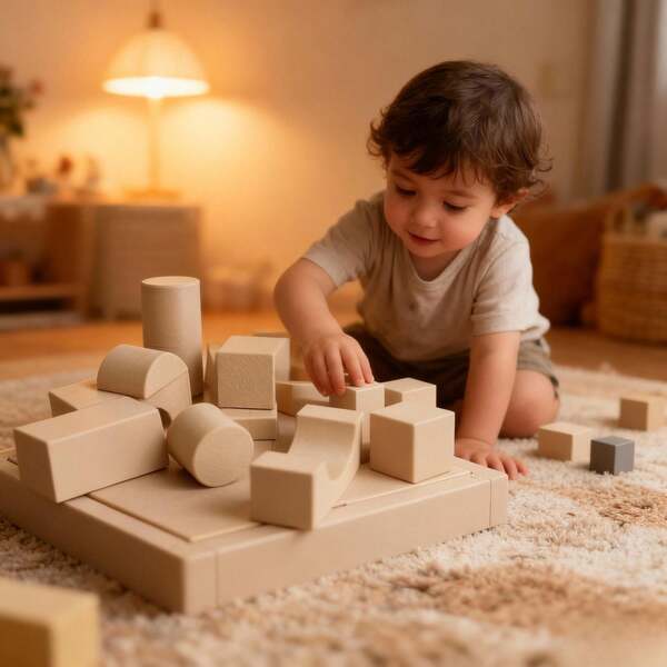 22 - 72 قطعة مجموعة ملونة من كتل بلاستيكية بمظهر خشبي للأطفال الصغار - تعزز المهارات الحركية الدقيقة والإبداع - آمنة للعب الداخلي