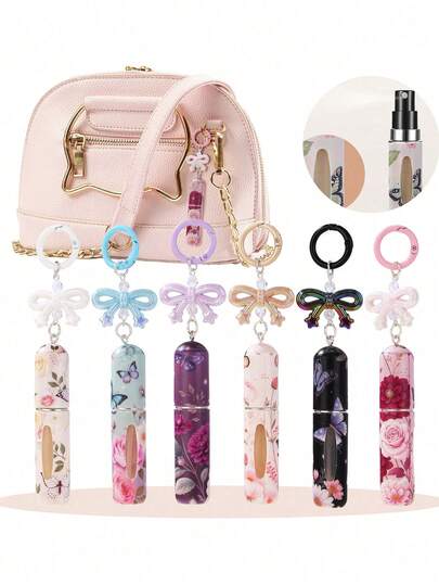 1/2件香水包装瓶，背包和手提包香水挂件，底部香水瓶，可重复使用的精致喷水瓶，蝴蝶花朵图案香水包装工具，多种图案可供选择，送给家人和朋友的生日礼物，节日礼物，适合旅行便携5ml