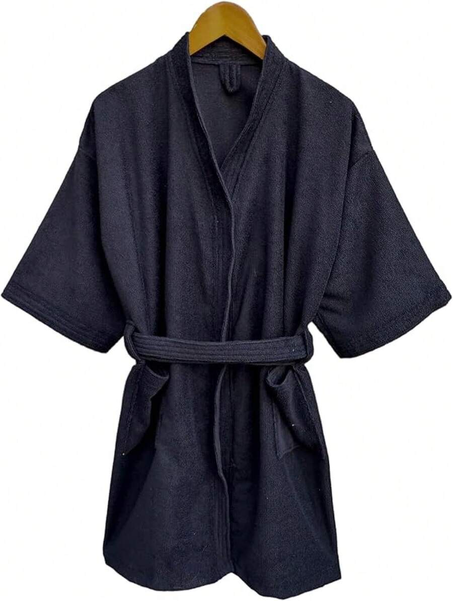 Texben Batas de Baño Unisex Microfibra Absorbente y Suave - Negro - Ver 1