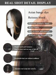 16英寸合成侧刘海假发，适合女性，可遮盖白发、稀疏头发和厚刘海 - 挑染金色 - 查看 5