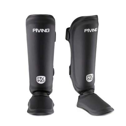 FIVING 1 Pair PU Leather Muay Thai Shin Guards, Unisex Thickened MMA Leg Guards For Kickboxing, Taekwondo, Fitness, Boxing Gym, Home Training, Color: Red, Black, Size: S (110cm-150cm), M (150cm-175cm), L (175cm-200cm), Thick Padded Lining For Comfort