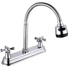 Mezcladora para Fregadero, Llave para Fregadero de Cocina Flexible, Grifos para Cocina, Grifo de Cocina con Dos Asas, Grifo de Cuerpo Principal de Acero Inoxidable, Acabado Cromo Espejo, SP - 80202 - Cromo Espejo 1 - Cuerpo de Acero Inoxidable - Ver 2