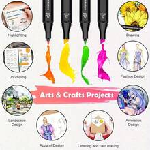 168/120/80/48/36/24 PCS Marker Sets, Dual-Tips, DIY Craft Pens, Watercolor Pens, School Supplies, Professional Permanent Colors, For Painting, Sketching, Coloring, Calligraphy - Ideal For Halloween & Christmas Gifts, Art Lovers, Art Supplies - 168 Colors & Markers - 查看 6