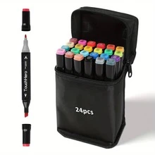 168/120/80/48/36/24 PCS Marker Sets, Dual-Tips, DIY Craft Pens, Watercolor Pens, School Supplies, Professional Permanent Colors, For Painting, Sketching, Coloring, Calligraphy - Ideal For Halloween & Christmas Gifts, Art Lovers, Art Supplies - 24 種顏色和記號筆 - 查看 9