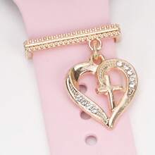 1pc Rhinestone Double Love Charm Watch Strap Decoration Ring, For Smart Watches Silicone Strap 38MM, 40MM, 41MM, 42MM