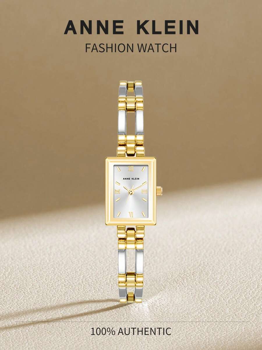 Anne Klein Women's Dual-Tone Bracelet Watch, Thin Quartz Analog Dial, Silver Sunburst Dial, Elegant Casual Waterproof Wristwatch With Adjustable Open Cuff Band, 10/4899SVTT - Gold and Silver - View 1