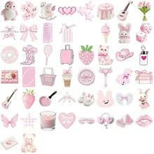 50张粉色水彩贴纸，日记贴纸，可爱动物贴纸，花卉贴纸，防水乙烯基贴纸，适用于水瓶、电脑、笔记本电脑、手机、行李箱、笔记本、冰箱等。 - U - 查看 5