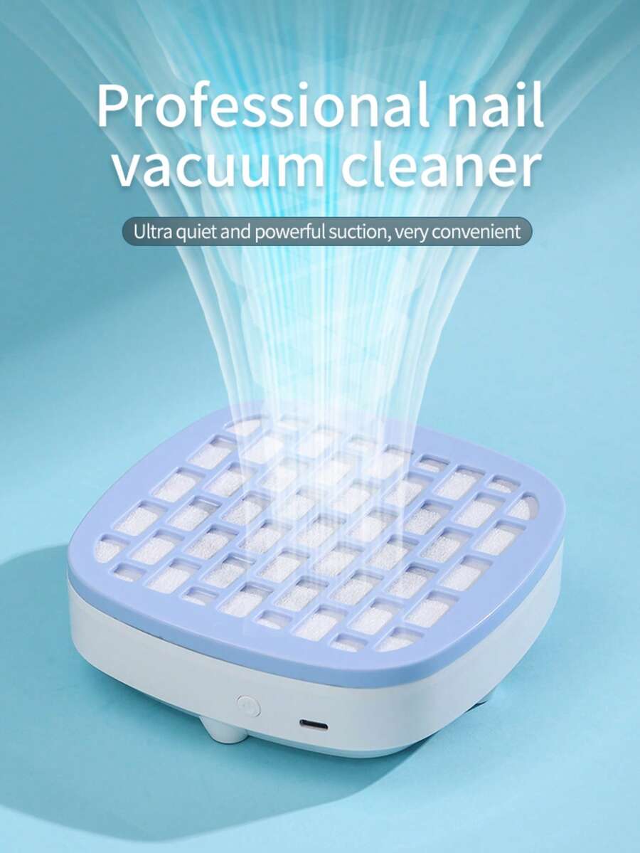 Professional Nail Dust Collector, Mini USB Vacuum & Extractor Fan For Acrylic Nails, Portable Manicure Dust Cleaner For Home & Salon Use - Blue - View 1