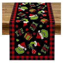 Christmas Table Runner Merry ChristmasPlaid Check Winter Holiday Party Decoration Fireplace Kitchen Dining Home Decor Black And Red, 13" X 90" - Nhiều màu 854 - Xem 1