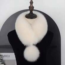 1pc Women's Luxury Faux Fur Scarf, Thickened Long Winter Neck Warmer With Fur Ball Lapel, Elegant Soft Fashion Accessory For Autumn & Cold Weather - xám - Xem 9