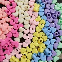 100pcs Solid Heart Shaped Large Hole Beads For DIY Children Bracelet, Necklace, Phone Charm, Acrylic Bead - Multicolor - View 9