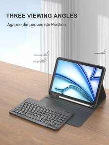 Keyboard Case Compatible With Ipad A16 (11th/10th Gen), 9th/8th/7th Gen (10.2"), IPad Air (10.9"/11"), Made Of TPU Flip Cover PMMA PU Leather, Includes Wireless Bluetooth Keyboard (150mAh Battery) And Stand, Black - Black - View 6