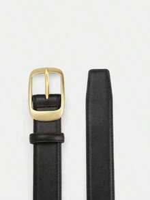 1pc Women's Metal Small Square Buckle PU Leather Belt,Simple & Fashionable, Suitable For Jeans, Trousers, Coats, Dresses, Etc. Summer, School Fall, Autumn, Halloween - 方形扣皮帶 - 查看 5