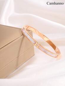 Camhanno 5pcs/Set Gelang Stainless Steel Aneka Warna yang Dipersonalisasi, Desain Unik, Modis dan Serbaguna, Indah dan Elegan, Pilihan Hadiah Ideal, Tidak Pudar. - Rose Gold - View 23