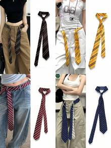 1 件女士时尚街头风格条纹休闲腰带（6 厘米），英国学院风条纹针织领带，派对服装配饰，衬衫装饰，创意空间桌面装饰，生日惊喜，圣诞节，万圣节礼物，适合送给家人和朋友