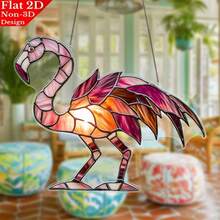 1 pieza Elegante atrapasol de vidrio con diseño de flamenco - Diseño acrílico 2D vibrante, perfecto para sala de estar, dormitorio, patio - Decoración colgante con tema tropical, regalo ideal para amantes de las aves, decoración de flamencos