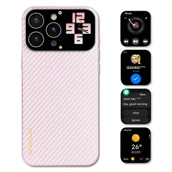 SIMSONLAB 新品！男女款智能手机壳，蓝色和粉色，智能，多功能，后置摄像头预览，来电提醒，消息通知，天气显示，音乐控制，情侣款，小礼物，多种尺寸，适用于