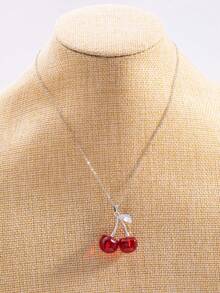 Accesorio de moda con diseño de cereza, cadena de cuello con diseño de fruta para la clavícula - cereza - Ver 3