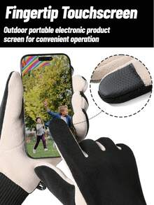 1 par de guantes cálidos para hombres, aptos para el transporte diario, actividades al aire libre, senderismo, ciclismo, con capacidad táctil y forro térmico, para invierno - Multicolor - Ver 4