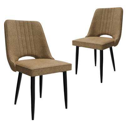 Juego de 2 sillas de comedor, sillas de comedor de tela con respaldo alto, sillas de cocina modernas con patas de metal, sillas de mesa de comedor tapizadas adecuadas