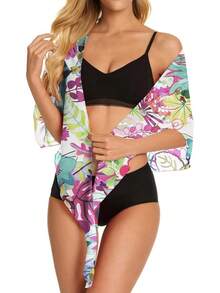 Swimsuit Coverups Women Sarong Beach Bikini Wrap Sheer Short Skirt Chiffon Scarf Swimwear,Designed Women And Teenagers. - 粉紅紫色 - 查看 3
