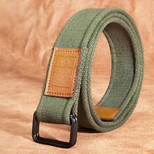 حزام كانفاس يناسب الجنسين، رسمي وكاجوال، إبزيم ذو حلقتين، حزام بنطلون منسوج، مناسب للجينز - لون عشوائي - مشاهدة 6