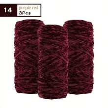 3 件套豪华天鹅绒纱线套装 - 柔软涤纶雪尼尔纱线，适用于 DIY 针织和钩编，有白色、米色、蓝色、棕色、紫色、绿色、黑色、灰色可供选择