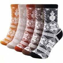 SISOSOCK 5 Pairs Fuzzy Soft Cozy Fluffy Socks Women, Casual Thick Plush Comfy Sleep Socks, Warm Winter Gifts Women - 多色-s2 - 查看 1