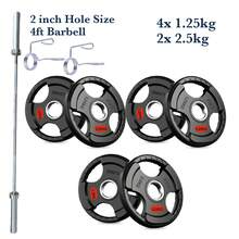 Shark Power Gear Tri Grip Weight Plates (Pair & Sets) – Compatible With 2 Inch Barbell (4ft / 5ft / 6ft / 7ft) – Full Home Gym Strength Kit - A - Ver 85