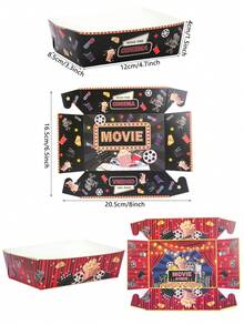 10 件/20 件/40 件电影之夜小吃托盘纸质食品托盘电影院小吃盒食品容器支架派对用品小吃爆米花汉堡薯条热狗玉米饼玉米片爆米花派对包装饰 - 彩色 - 查看 3