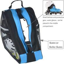 Gooyule Ice Skate Bag - Large Capacity Skating Bag Fits Quad, Inline And Most Roller Skates - Đen + Xanh + Đỏ - Xem 4