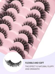 7 Pairs 6-16mm Faux Mink False Eyelashes ,Soft Natural Makeup, Fluffy Faux Mink Lashes Eyelash Extension , Hypoallergenic Fluffy Lightweight Natural-Looking Lashes For Dramatic Foxy Eyes - Cat Eye Lashes - View 4